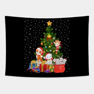 Christmas Tree Cats Santa Clause Tapestry