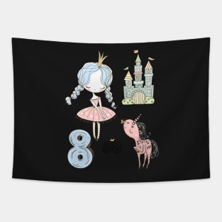 8th birthday Princess Castle Unicorn Carriage Tapestry