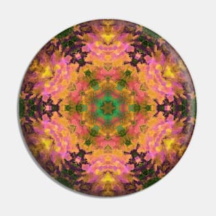 Digital Mandala Pink Yellow and Green Pin