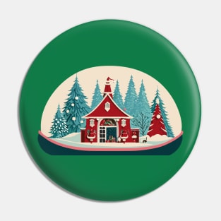 Santa's Workshop Snowglobe Pin