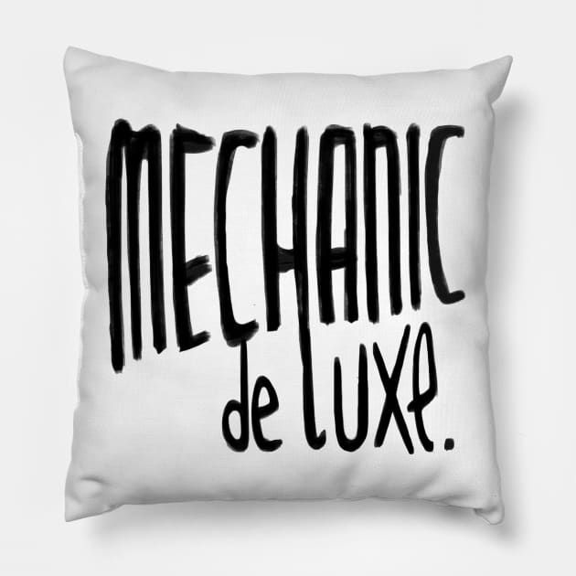 Mechanic de Luxe, Tuning, Mechanic Pillow by badlydrawnbabe