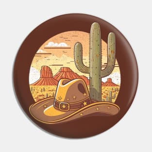 Arizona Desert with Cowboy Hat Pin