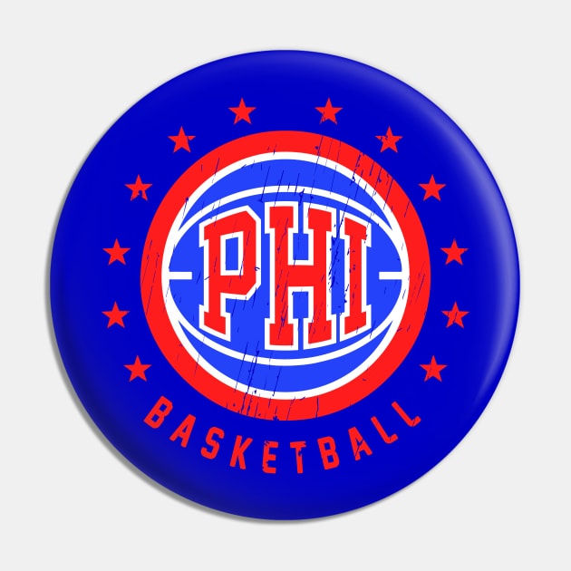 PHI Basketball Vintage Distressed Pin by funandgames