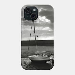 Yacht at low tide - Burnham Overy Staithe, Norfolk, UK Phone Case