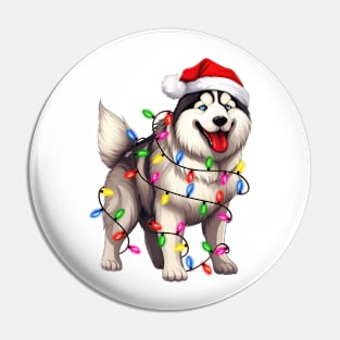 Christmas Siberian Husky Pin