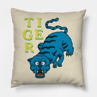 Japanese Tattoo style blue Tiger Pillow