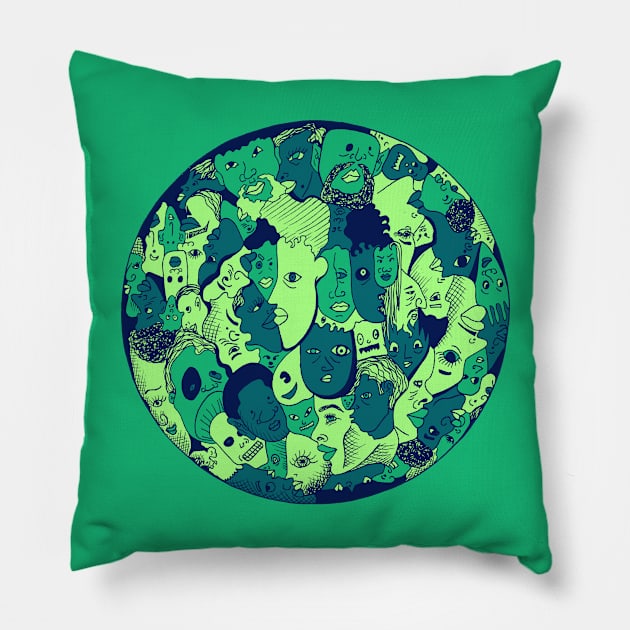 Ngreen Many Faces Pillow by kenallouis