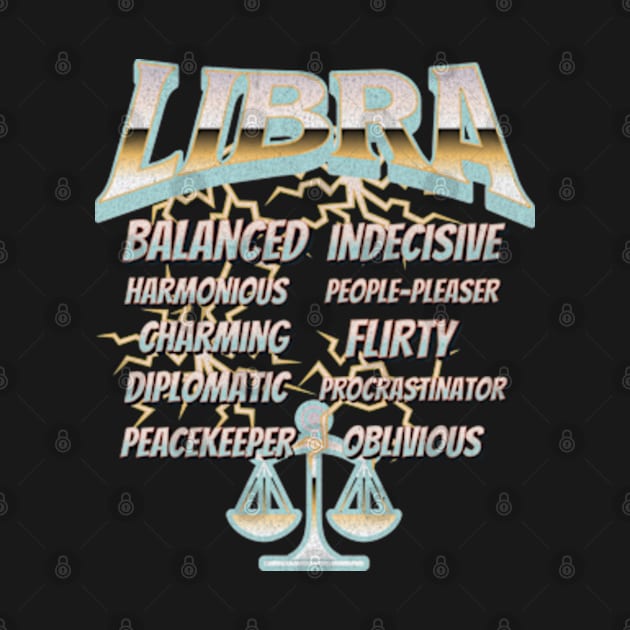 Libra Retro 90s Band Zodiac Birthday Traits Lightning by Lavender Celeste