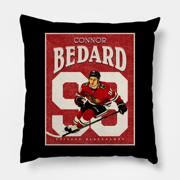 Connor Bedard Chicago Blackhawks Pillow by Resatuki