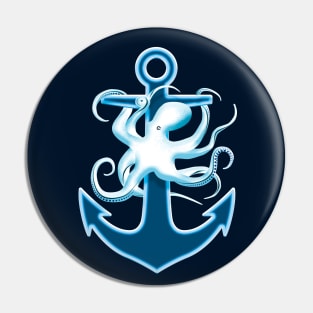 Anchor And Octopus Graphic Design Pin