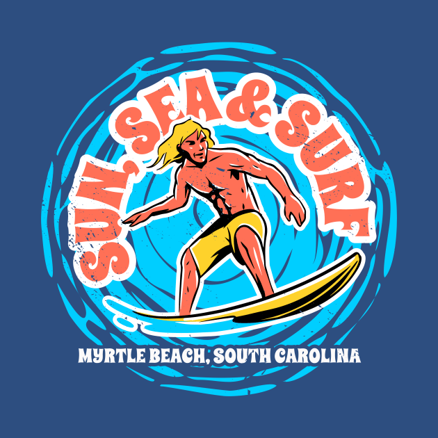 Vintage Sun, Sea & Surf Myrtle Beach, South Carolina // Retro Surfing // Surfer Catching Waves by Now Boarding