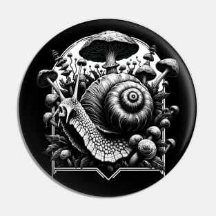 Monochromatic Skull Snail Overgrown Mushrooms Pin