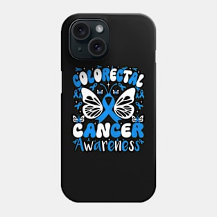 Butterfly Colorectal Cancer Awareness  blue Phone Case