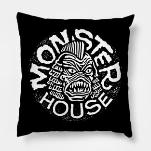 Monster House Records Crest White Pillow