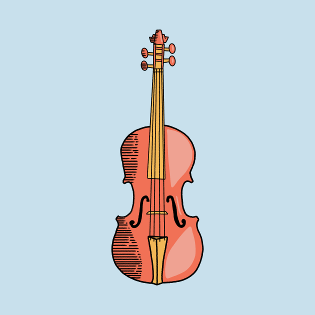 Violin Hand Drawn Line Art Musical Instrument by ksrogersdesigns