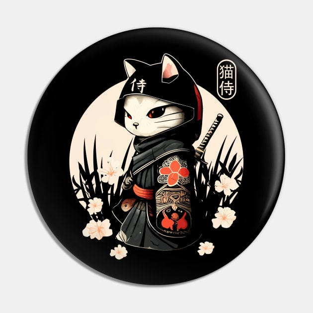 Samurai Cat Tattoo, Kawaii Ninja Cat Pin by Apocatnipse Meow