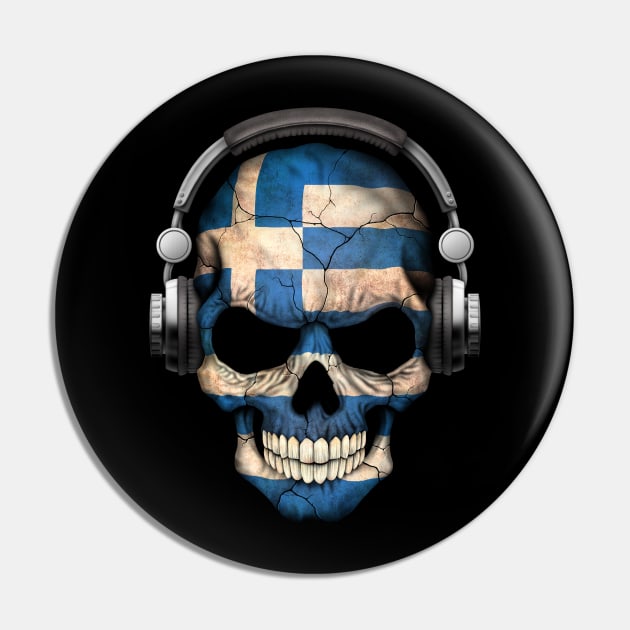 Dark Skull Deejay with Greek Flag Pin by jeffbartels