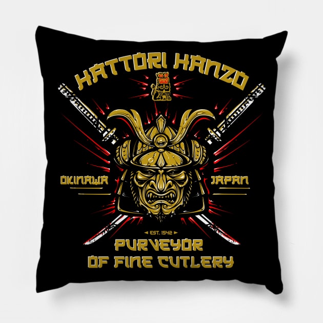 Hattori Hanzo Purveyor of Fine Cutlery Pillow by Alema Art