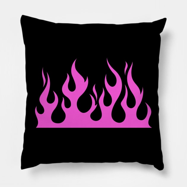 Pink Hot Rod Flames Pillow by Trendy Tshirts