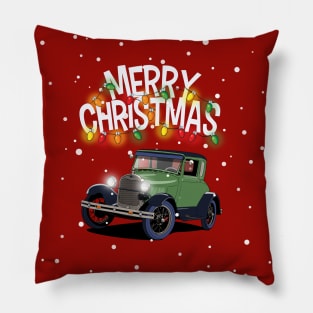 Green Ford Model A Christmas Jumper Pillow