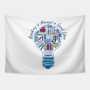 Lightbulb and reading books Tapestry