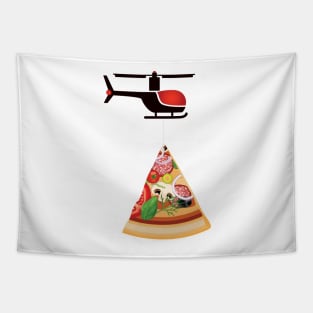 Helicopter delivery with big deal pizza - I love Pizza Tapestry