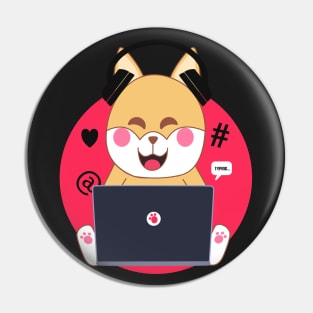 Kawaii shiba inu dog working from home Pin