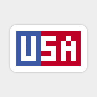 Pixel USA White Letters on Red and Blue Magnet