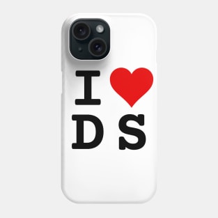 I Love DS | Stylized Abbreviation Heart Logo Black Phone Case