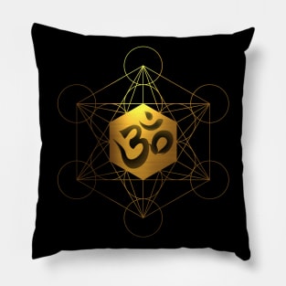 Sacred Geometry Metatron's Cube Om Chant Pillow