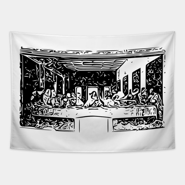 Leonardo da Vinci | The Last Supper | Line art Tapestry by Classical