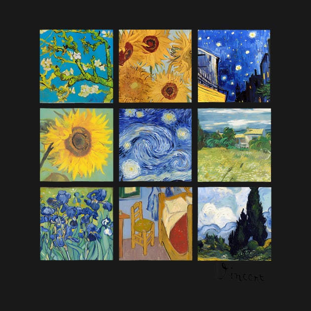 Van Gogh Paintings Sunflowers Starry Night by Saboia Alves