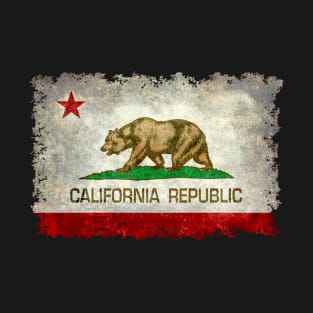 California Republic State Flag in Grungy Textures T-Shirt