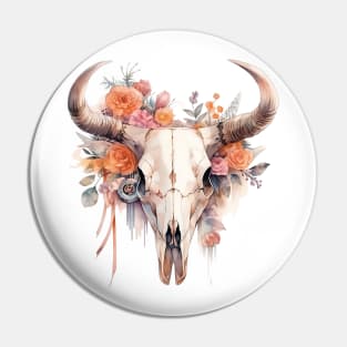 Blooms & Bones: Enchanting Western Cow Skull Floral Design Pin
