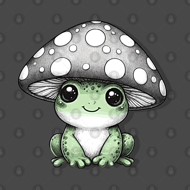 Cottage core A cute frog wearing a mushroom hat by Apparels2022