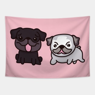 Cute Pug With French Bulldog Tapestry