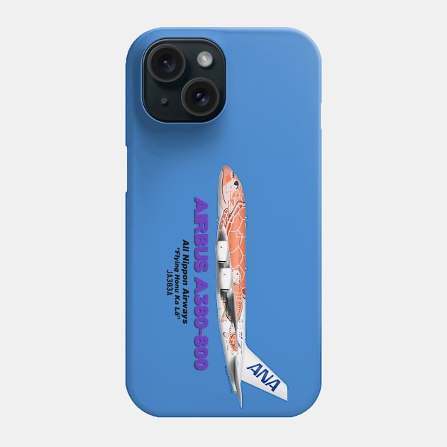 Airbus A380-800 - All Nippon Airways "Flying Honu Ka La" Phone Case by TheArtofFlying