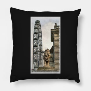 The Southbank Lion and the London Eye Pillow