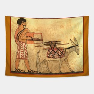 Palestinian musician with his donkey Tapestry