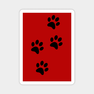 Black Pawprints on Red Magnet