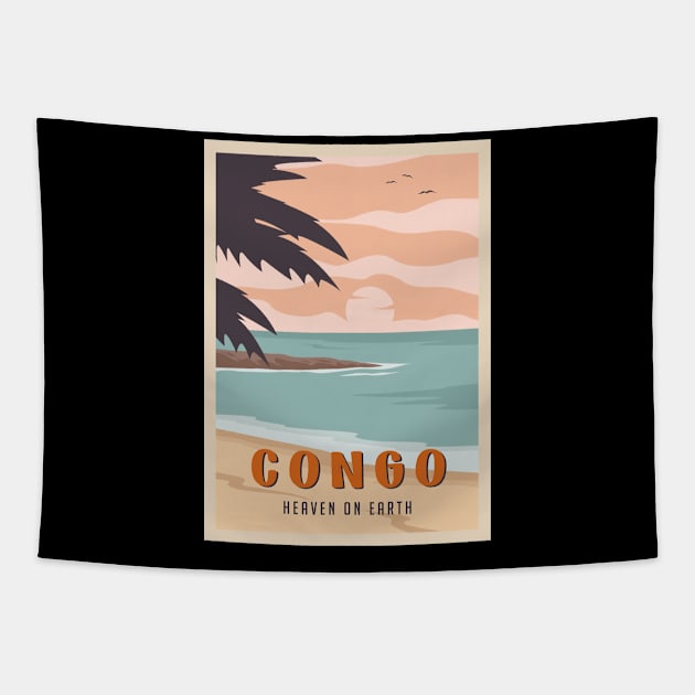 Congo travel destination poster Tapestry by NeedsFulfilled