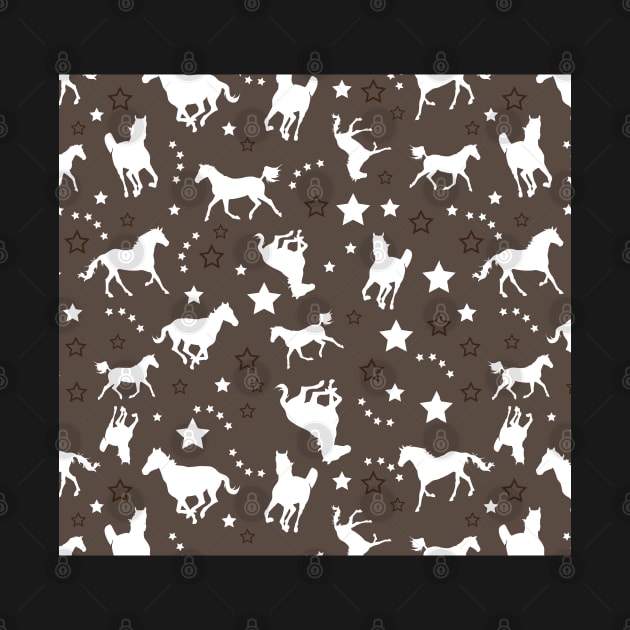 Chocolate Brown Equestrian Horse Pattern Western Stars Cowgirl Equine Patterns by JessDesigns