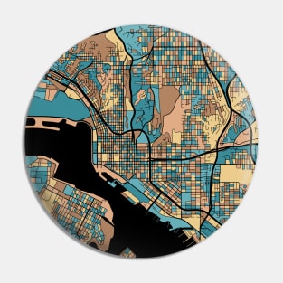 San Diego Map Pattern in Mid Century Pastel Pin