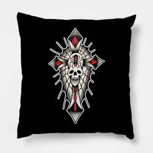 Gothic Skull Cross tattoo design Pillow