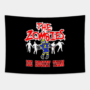 Funny Zombie Cartoon Hockey Sports Team For Zombie Lovers Tapestry