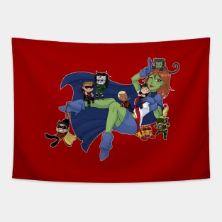 Young Justice Chibi Attack Tapestry