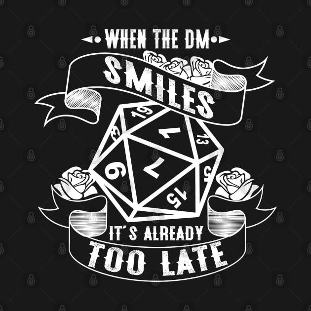 Retro DM Smiles Tabletop Gaming Gift Dragons D20 Dice Set Print by Linco