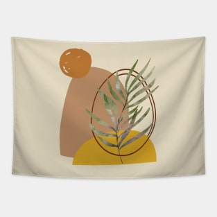 Minimal Modern  Abstract Shapes  Green leaf Warm Tones  Design Tapestry