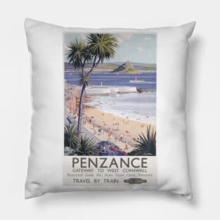 Penzance, Cornwall - Vintage Railway Travel Poster - 1955 Pillow