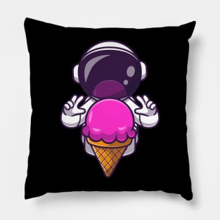 Astronaut Fortune Telling with Planet Ice Cream Cartoon Pillow